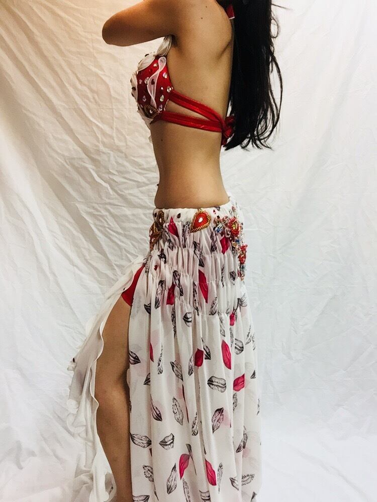 エジプト製 ベリーダンス 衣装 白&赤 | shamirajapan