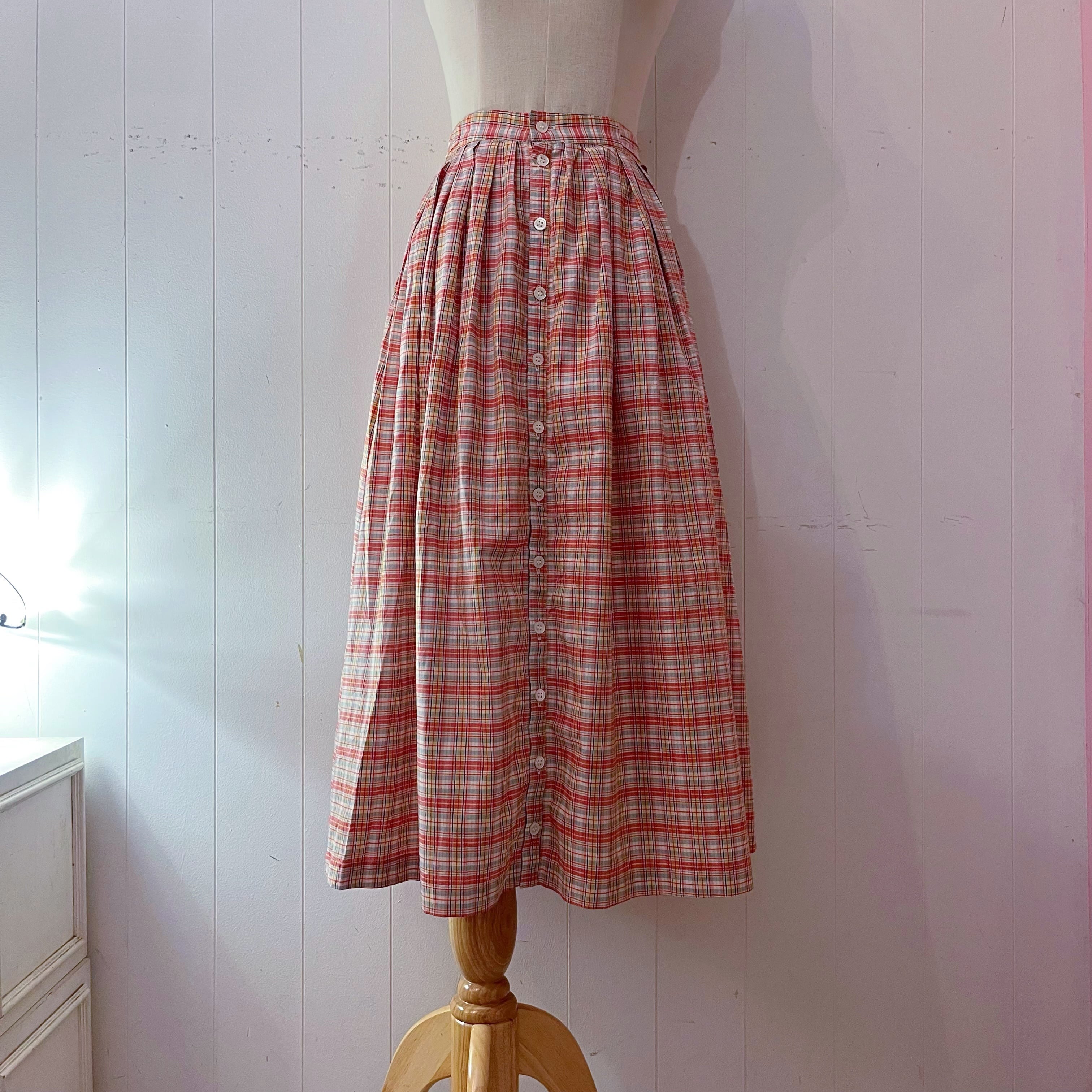 check waist ribbon skirt