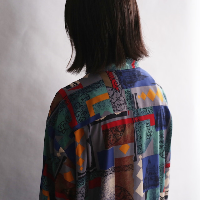 colorful art graphic l/s loose shirt