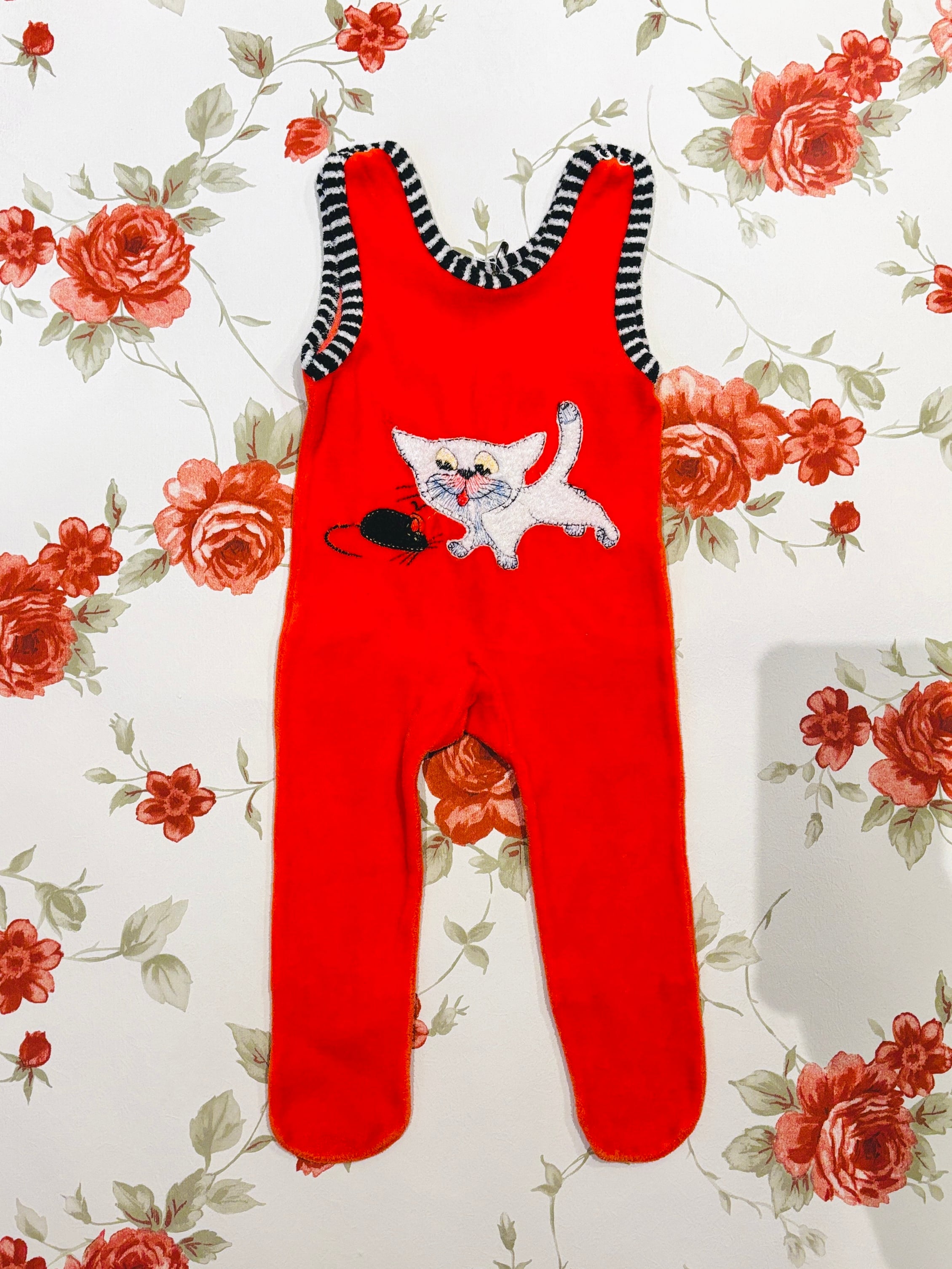 【KIDS vintage】vintage cat ALL in ONE . about 6-9m