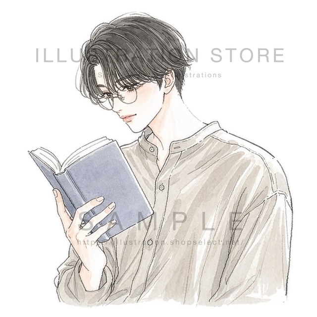 本を読む男性のイラスト素材