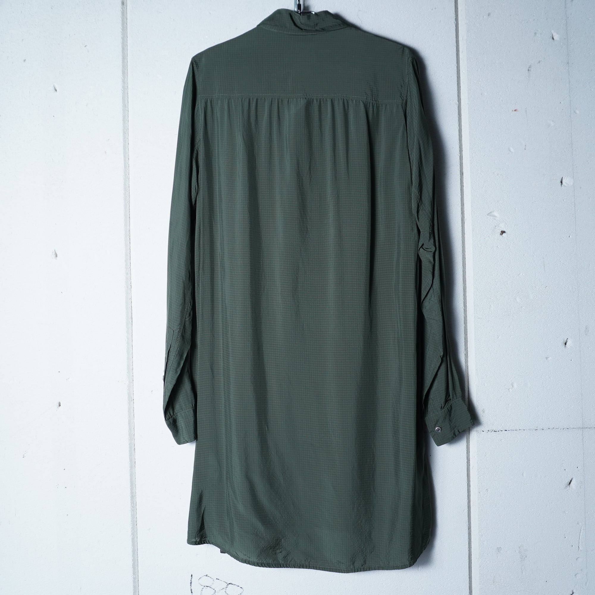 ジルサンダー サイドジップ ロングスリーブTシャツ Sサイズ　カーキ　美品 JIL SANDER】ジルサンダー 18SS リップストップナイロンサイドZIP