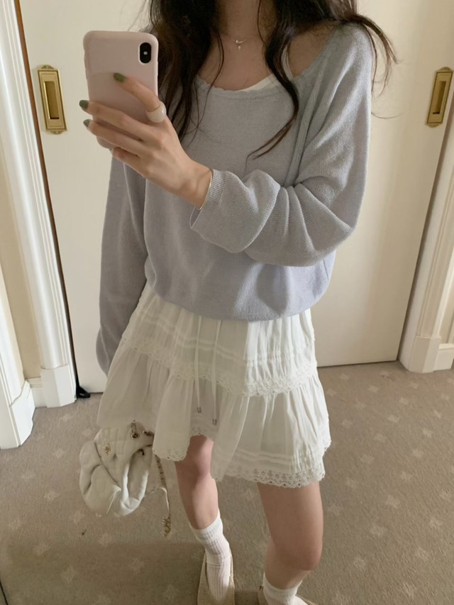 (予約) pretty young thing / Doing boat raglan knit 4color　