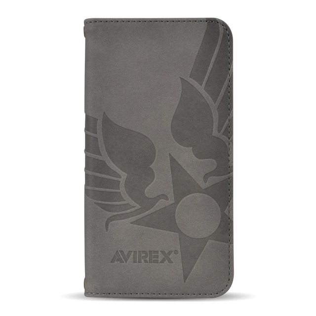 AVIREX iPhone 18 Pro/17 Pro 兼用 手帳型ケース スエード調 カード収納 グレー