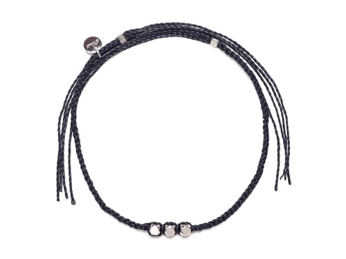 Brass Beads Misanga/Black×Silver (Bracelet/Anklet) [真鍮ビーズミサンガ]