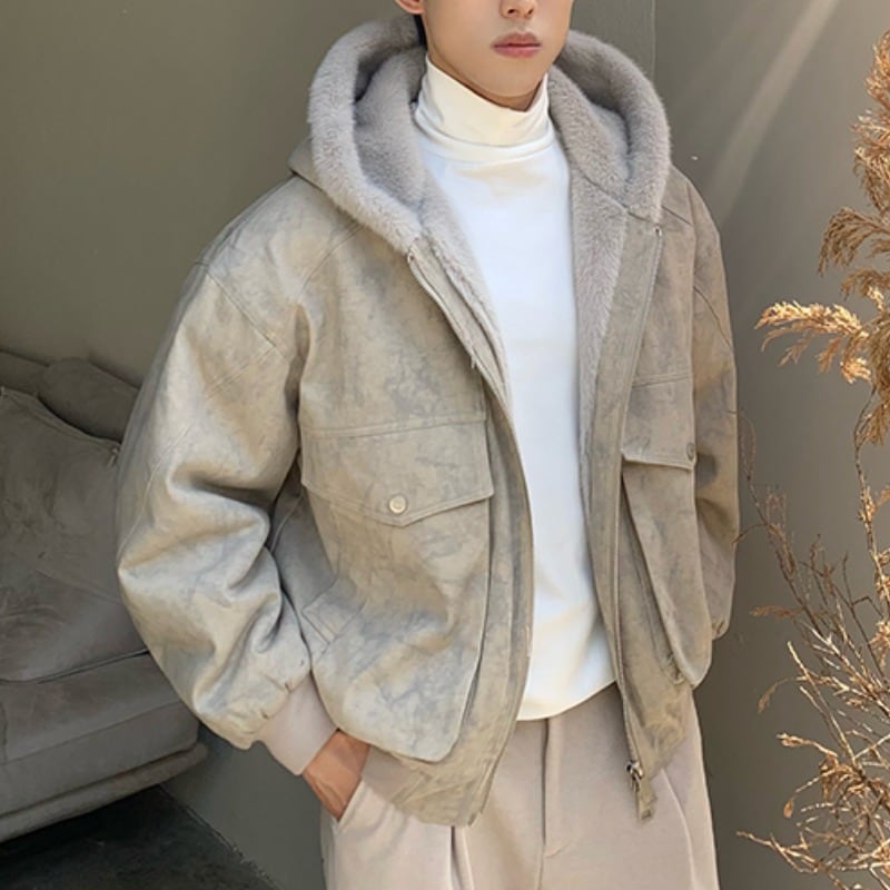 ビッグパッチポケット付きファーフーディ C10460