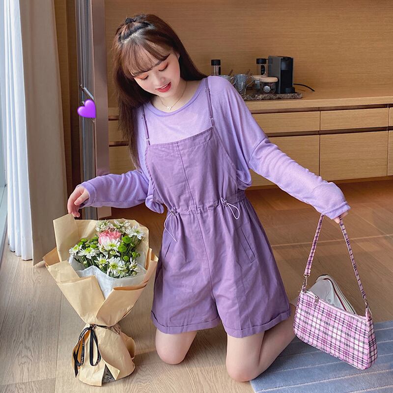 パンツ オータムカジュアルルーズ薄手ジャンプスーツ オールインワン ワイドレッグショーツ 秋物 ブルマー ワイドパンツ 萌量不足53544849494