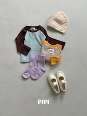 韓国子供服 / 26Autumn / 〖取寄〗pipi / ラグラン配色Tシャツ / ベビー服 / キッズ服 *XS~M*