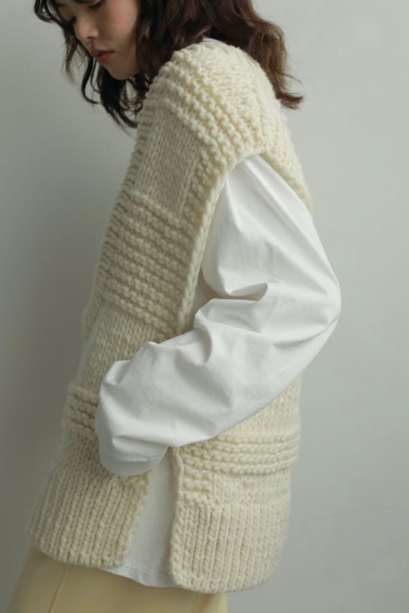 ànuke Uneck Handknit Vest Uネックハンドニットベスト Ivory | planet3rd