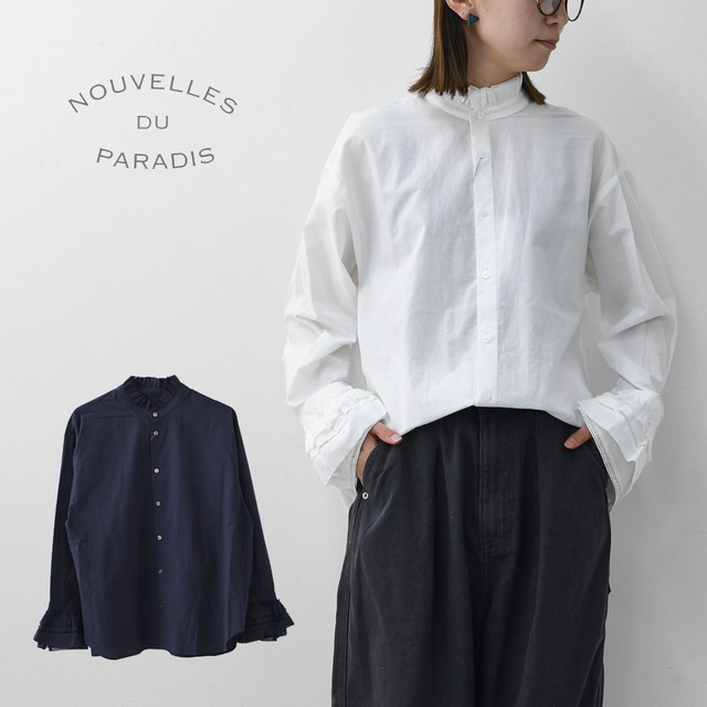 NOUVELLES DU PARADIS [ヌーヴェル ドゥ パラディ] コーマコットン レース&フリル 袖口フリルブラウス [PB26404] ブラウス・フリルブラウス・レース・コーマコットン・シンプル・LADY'S [2026AW]