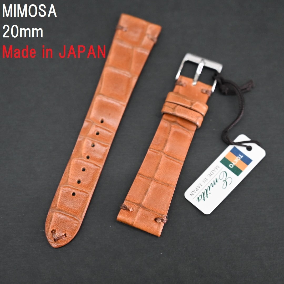 MIMOSA ミモザ 高級 手作り時計ベルト エミッタ アリーナ 20mm 牛革