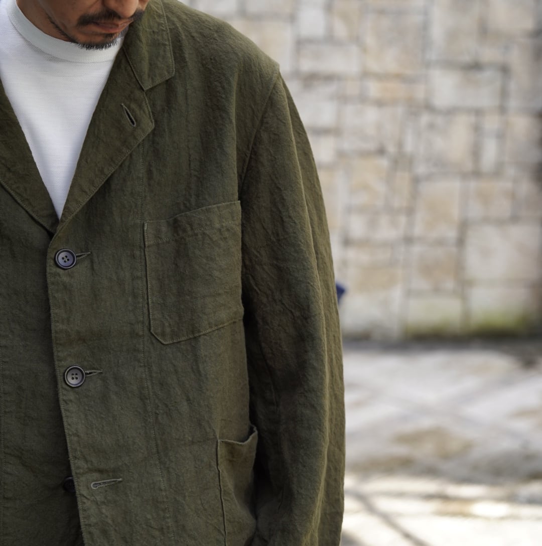 Sans limite(サンリミット) / Overdyed Linen Jacket -Khaki Sans limite(サンリミット) / Overdyed Linen Jacket -Khaki