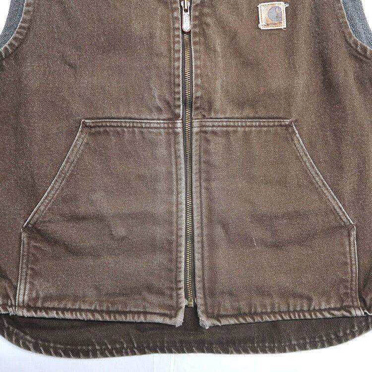古着 カーハート Carhartt 裏地フリース ワークベスト ブラウン 表記