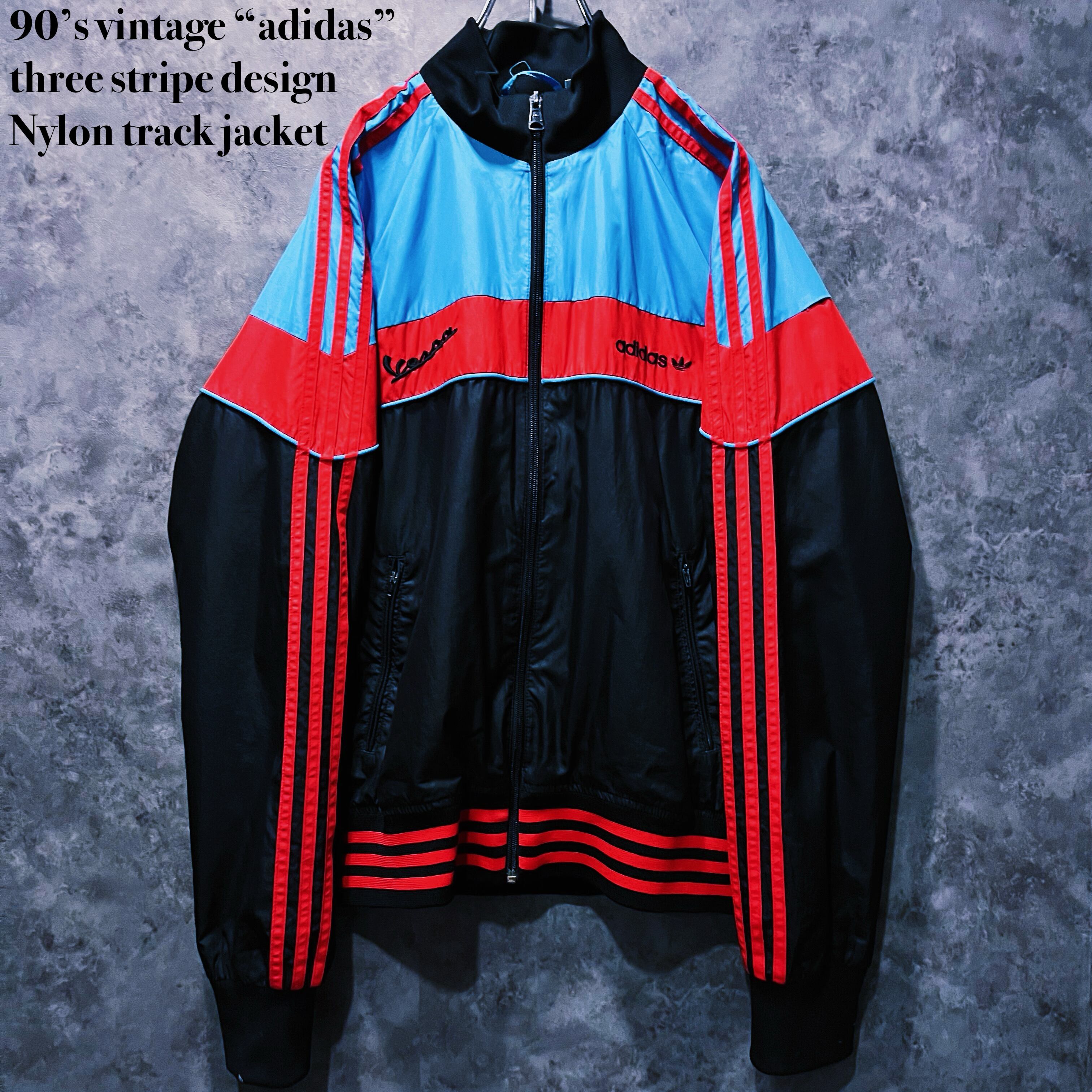 【doppio】90’s vintage “adidas” three stripe design Nylon track jacket
