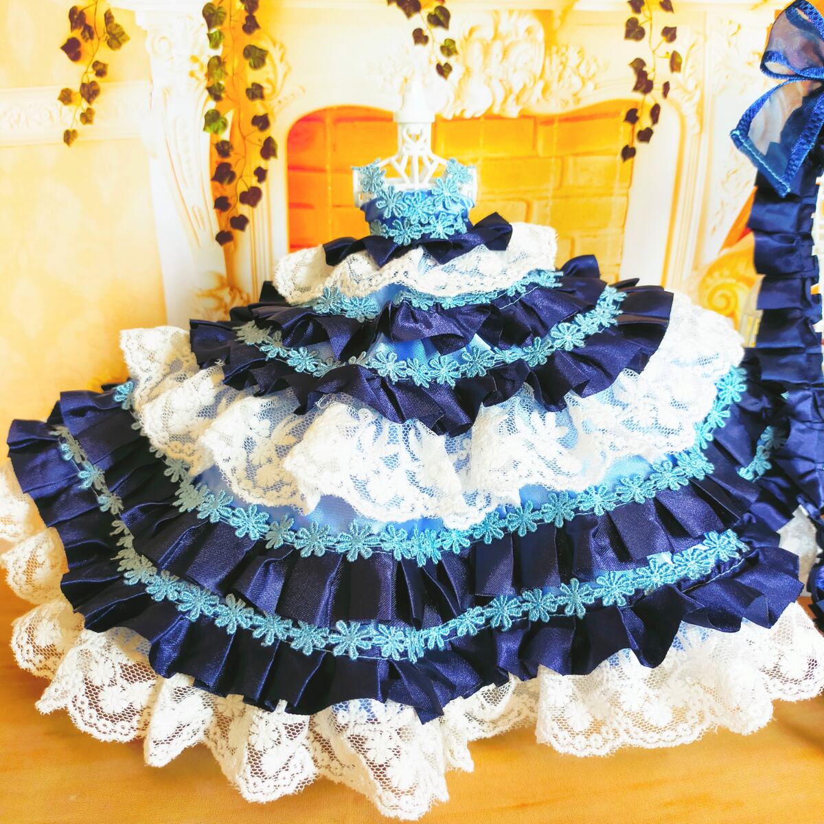 リカちゃん ドレス ブルー ドールドレス 人形服 手作り ハンドメイド ♡エスティヴァル♡ Doll Dress Shop Riko