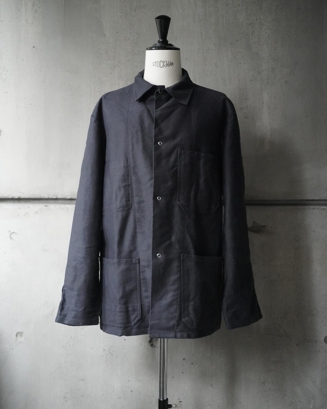60s "German Work" black moleskin jacket "snap botão"