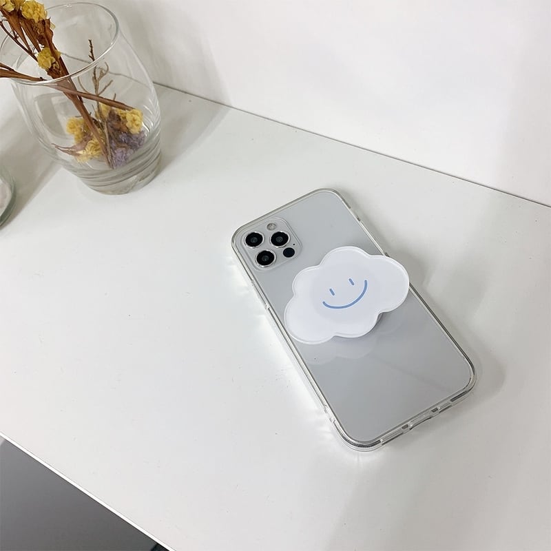 アクセサリー グリップ グリップトック Iphoneケース スマホアクセサリー クラウドデザイングリップ 雲 クラウド もこもこ クリア 透明 レディース かわいい 大人 おしゃれ 韓国 セレクトショップオンリーユー