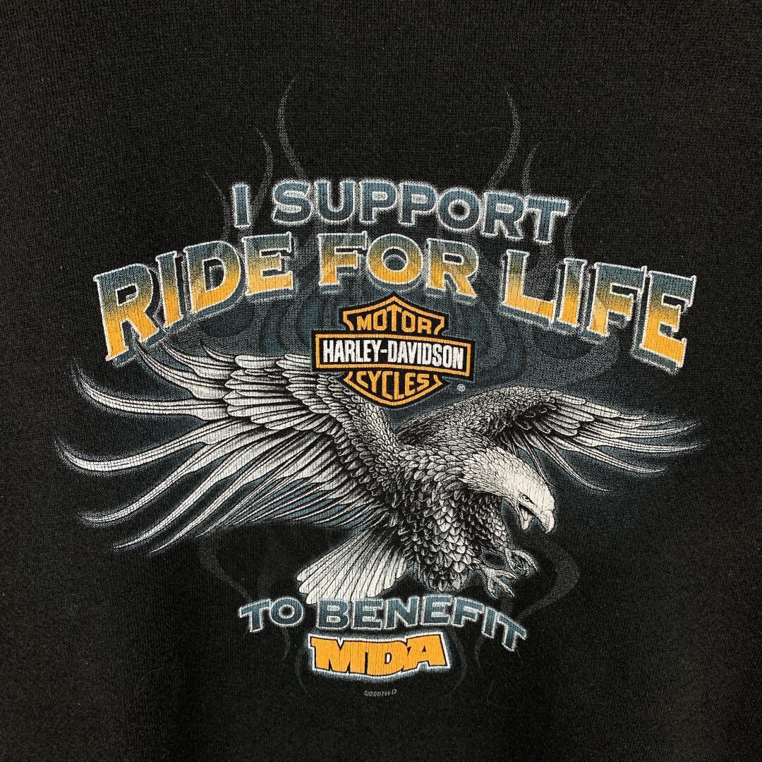 ハーレーダビッドソン スウェット プリント S 黒 ブラック 鷲 古着