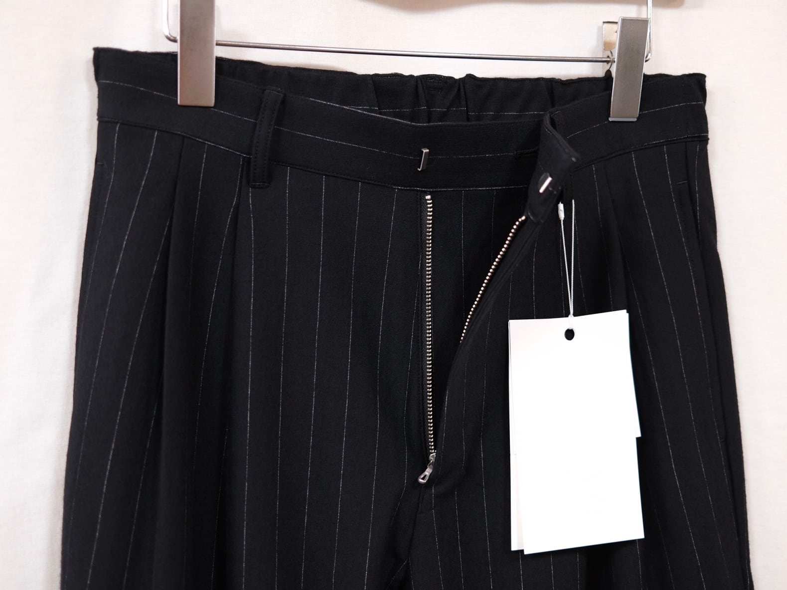 KANEMASA PHIL” 36G Wool Stripe Easy Trousers Black Stripe” | Lapel