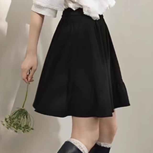 Black wide leg short pants 00080