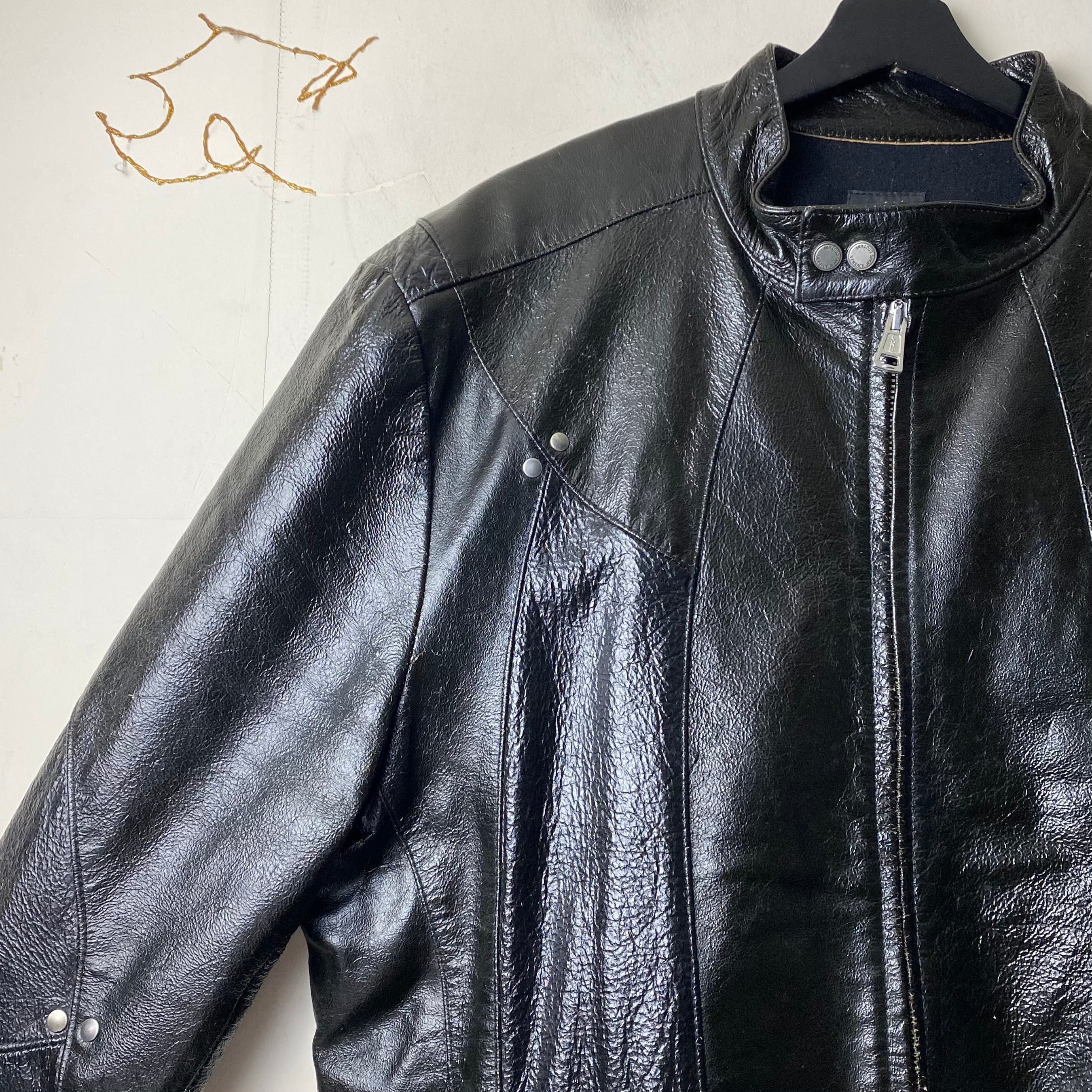 vintage VERSACE JEANS COUTURE cluck leather single riders jacket 