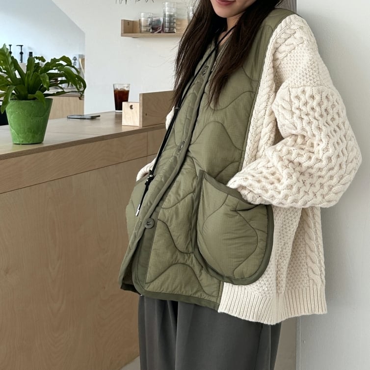 異素材ドッキング中綿ジャケット（3色）10774 | さらり＊ふわり