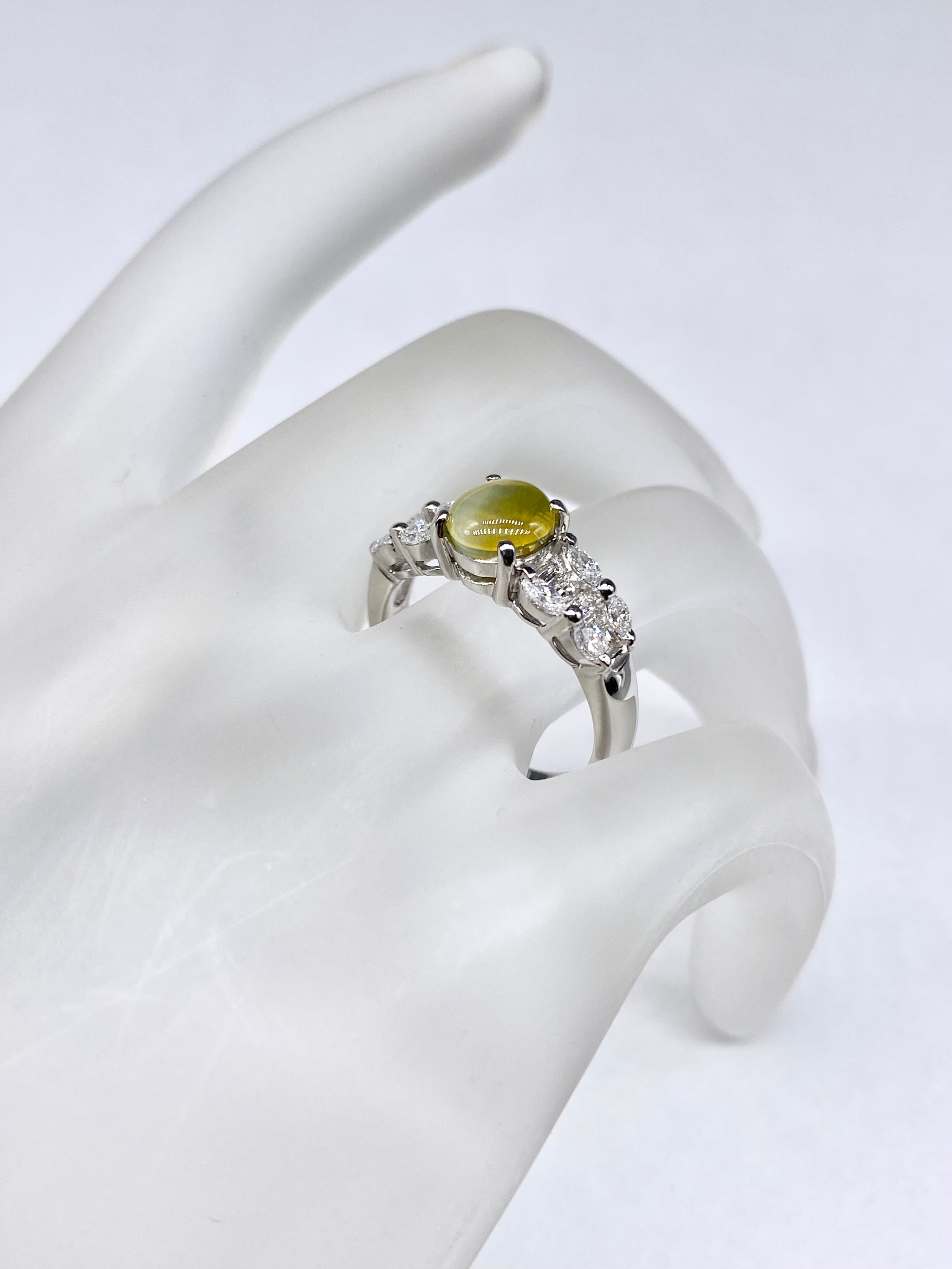クリソベリルキャッツアイ 1.66ct / ダイヤモンド 計0.72ct Pt900