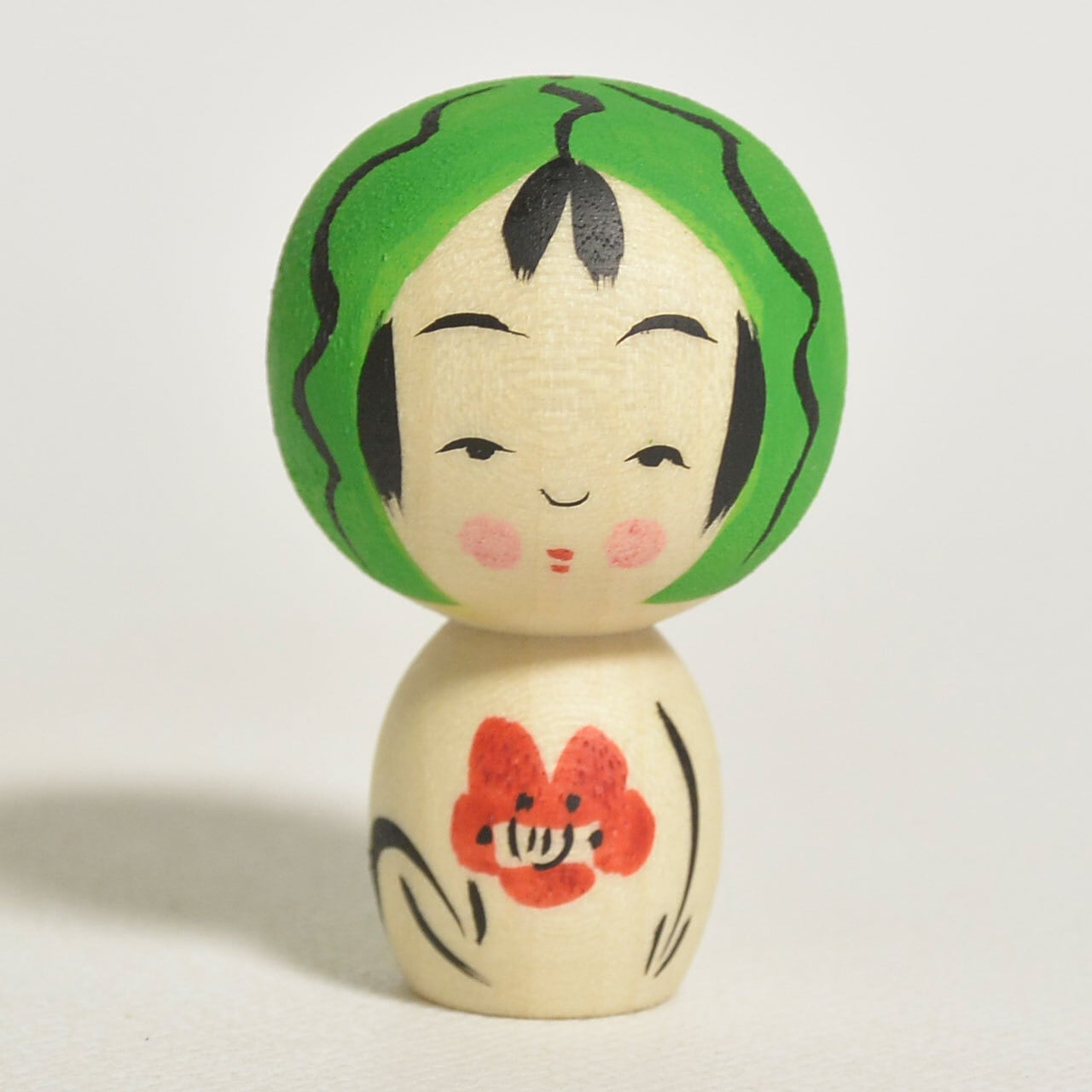 小さなスイカちゃんこけし 約1寸 約3.5cm 鈴木明 工人（作並系）#2483