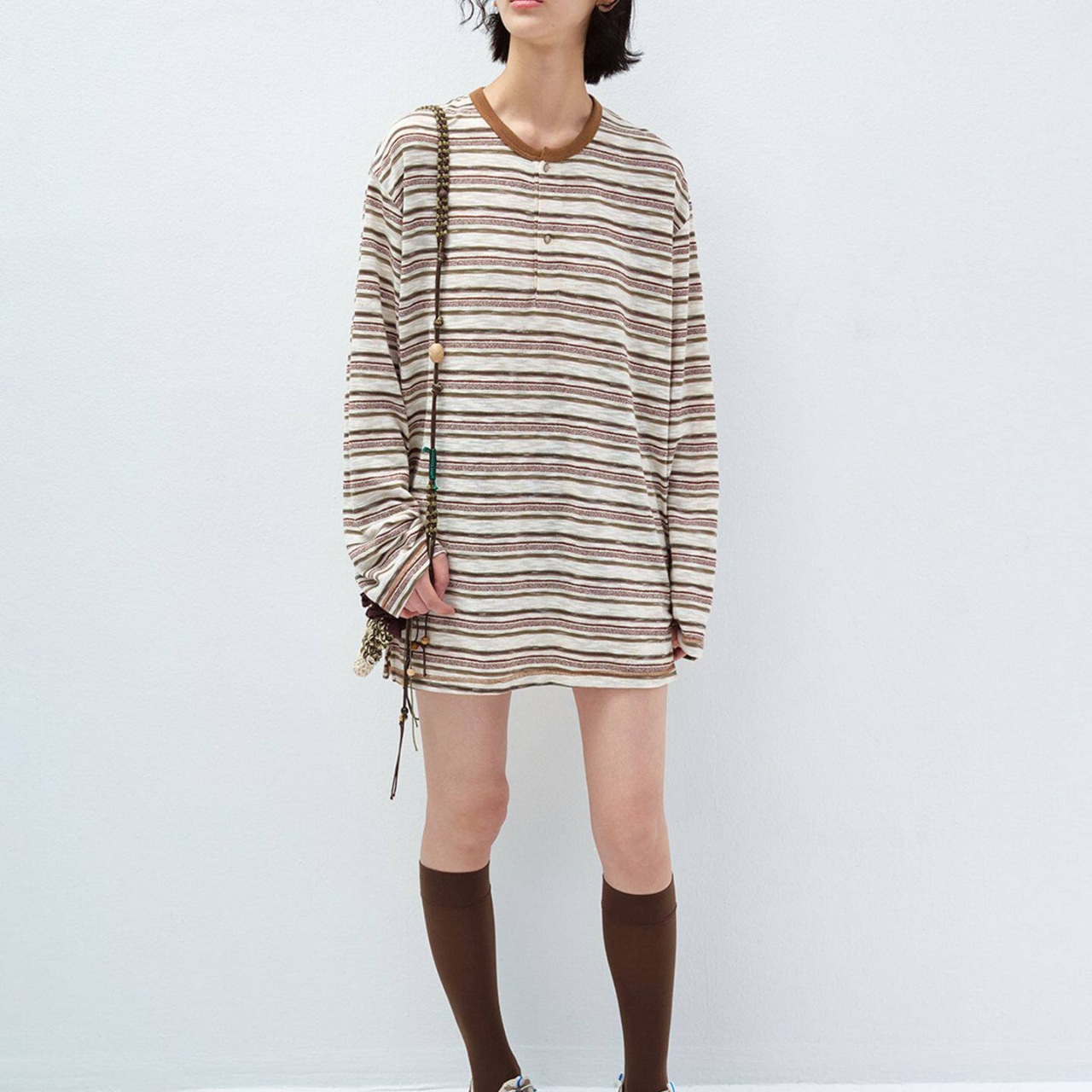 Border oversized t-shirts 【4color】 T4356