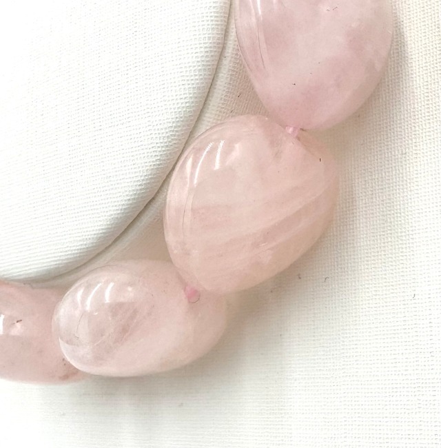 (00617)ローズクォーツ　ハートカット　Rose quartz　紅水晶　紅石英　薔薇石英　 ブレスレット