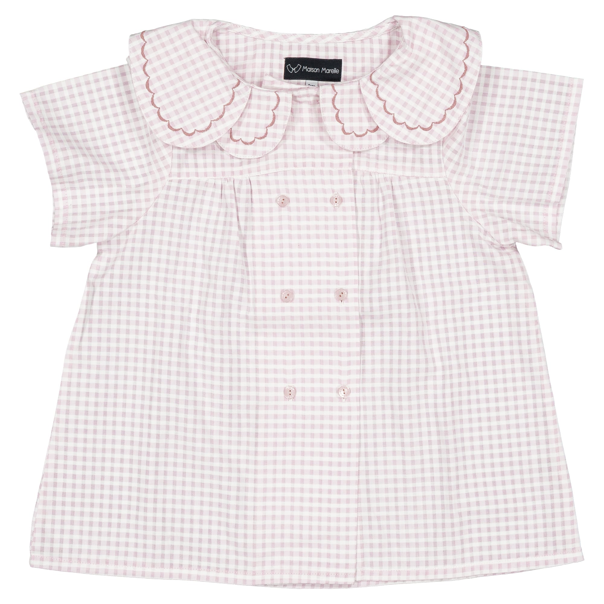予約【Maison Marelle】Blouse NOLLET- gingham pink / 12M~5Y / 6月上旬以降入荷