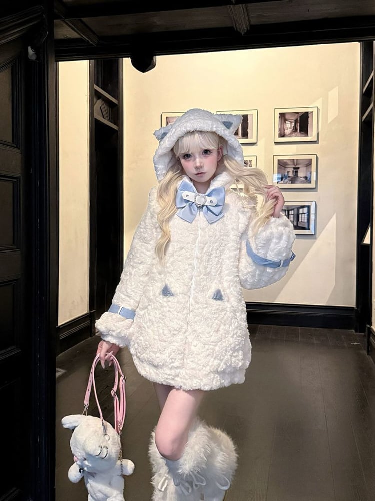 Myurina 猫耳もこもこファーブルゾン 地雷系アウター フリースパーカー