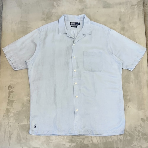 “Size L”Polo Ralph Lauren Silk×Linen Caldwell Open Collar Shirt