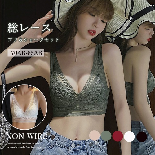 【日本倉庫即納】 花柄総レースブラショーツセット セクシー