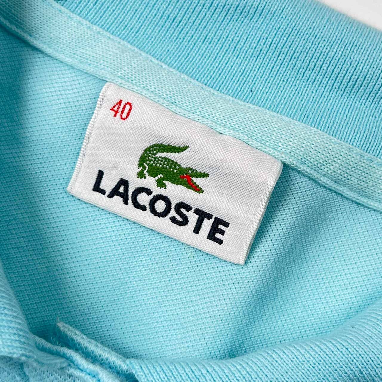 LACOSTE ラコステ ワンポイント 鹿の子 半袖 ポロシャツ 40/水色 レディース ファブリカ