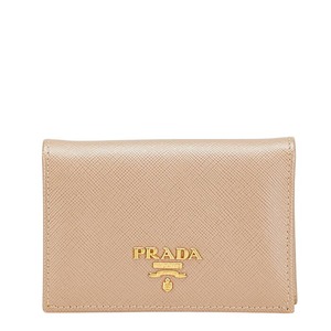 プラダ サフィアーノ カードケース パスケース ベージュ レザー レディース PRADA 【中古】