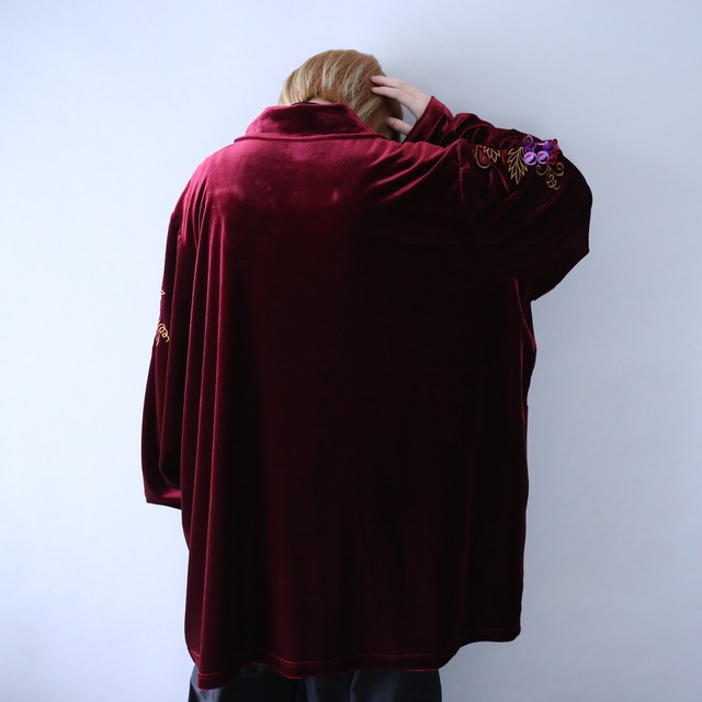 "Bob Mackie" 刺繍 shoulder design XXX super over silhouette velours jacket