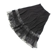 【美品 社交ダンス衣装】スカート レッスン ウェア 練習着 黒 ブラック 無地 シンプル レース シースルー 透け感 上品 気品