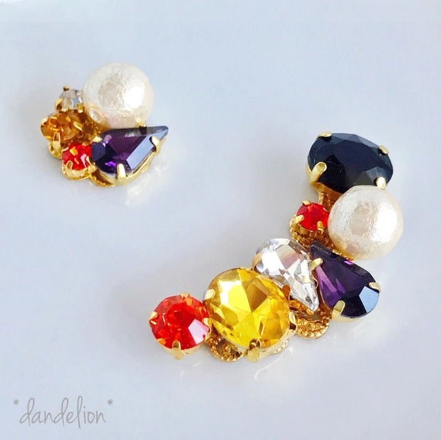 ポップハロウィンカラービジューイヤーカフピアスセット/イヤリング