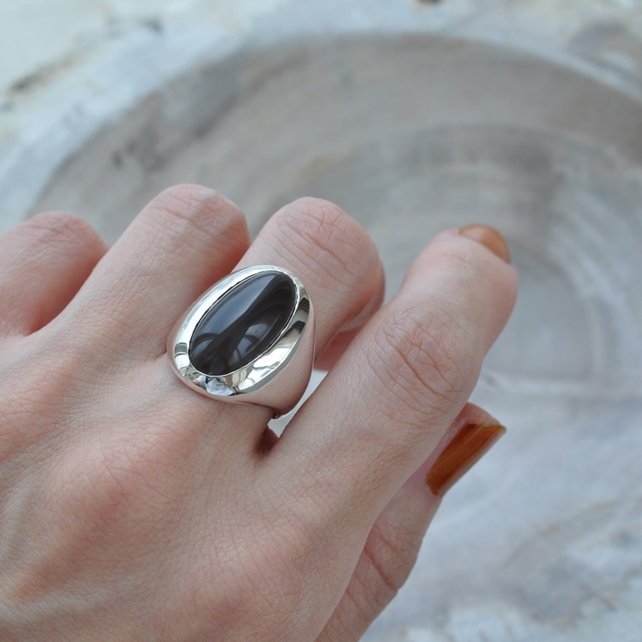 Gray Moonstone Bezel setting ring グレームーンストーン リング