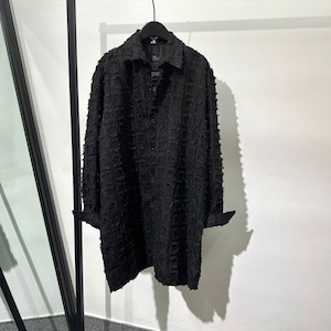 Dark Spring Raw Edge Loose Long Shirt