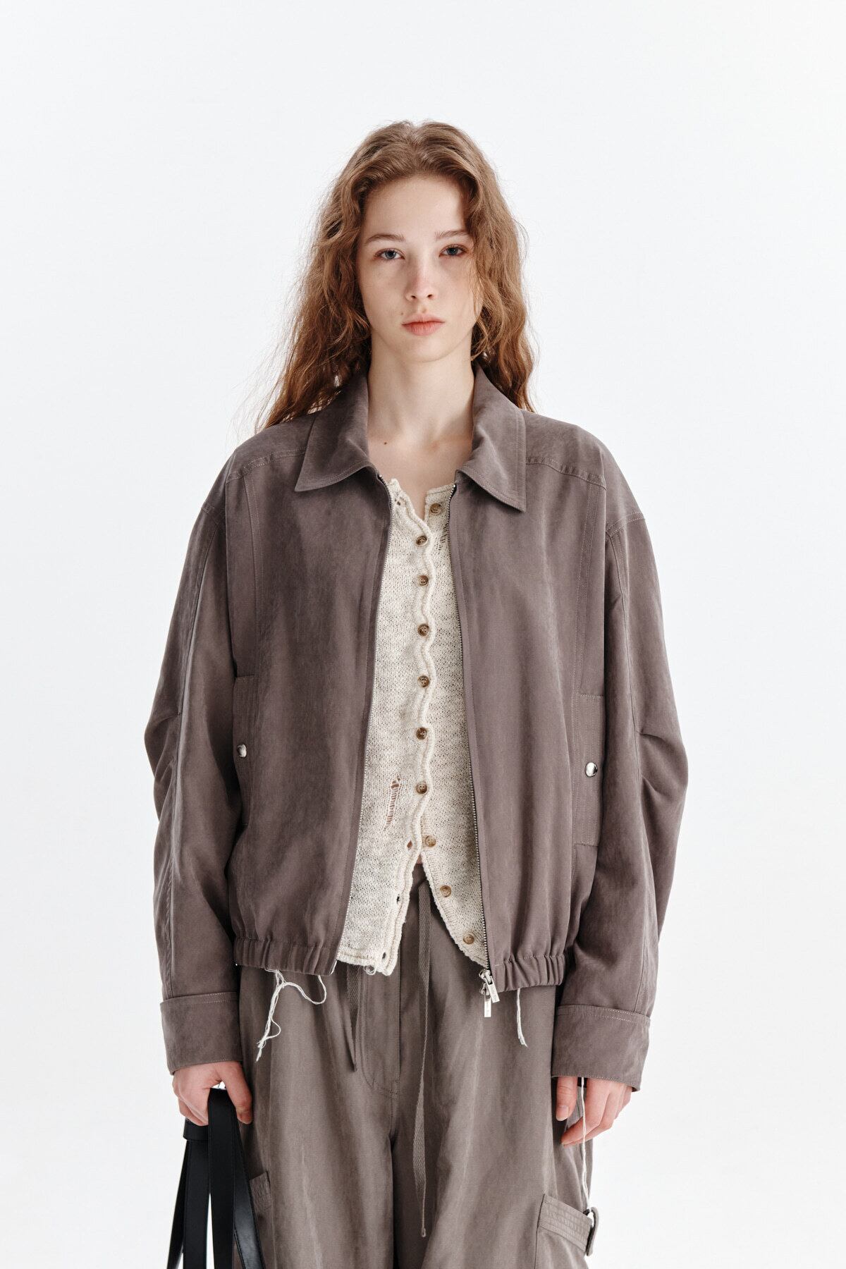 Matin Kim] SOFT WASHED VOLUME JUMPER IN KHAKI BROWN 正規品 韓国