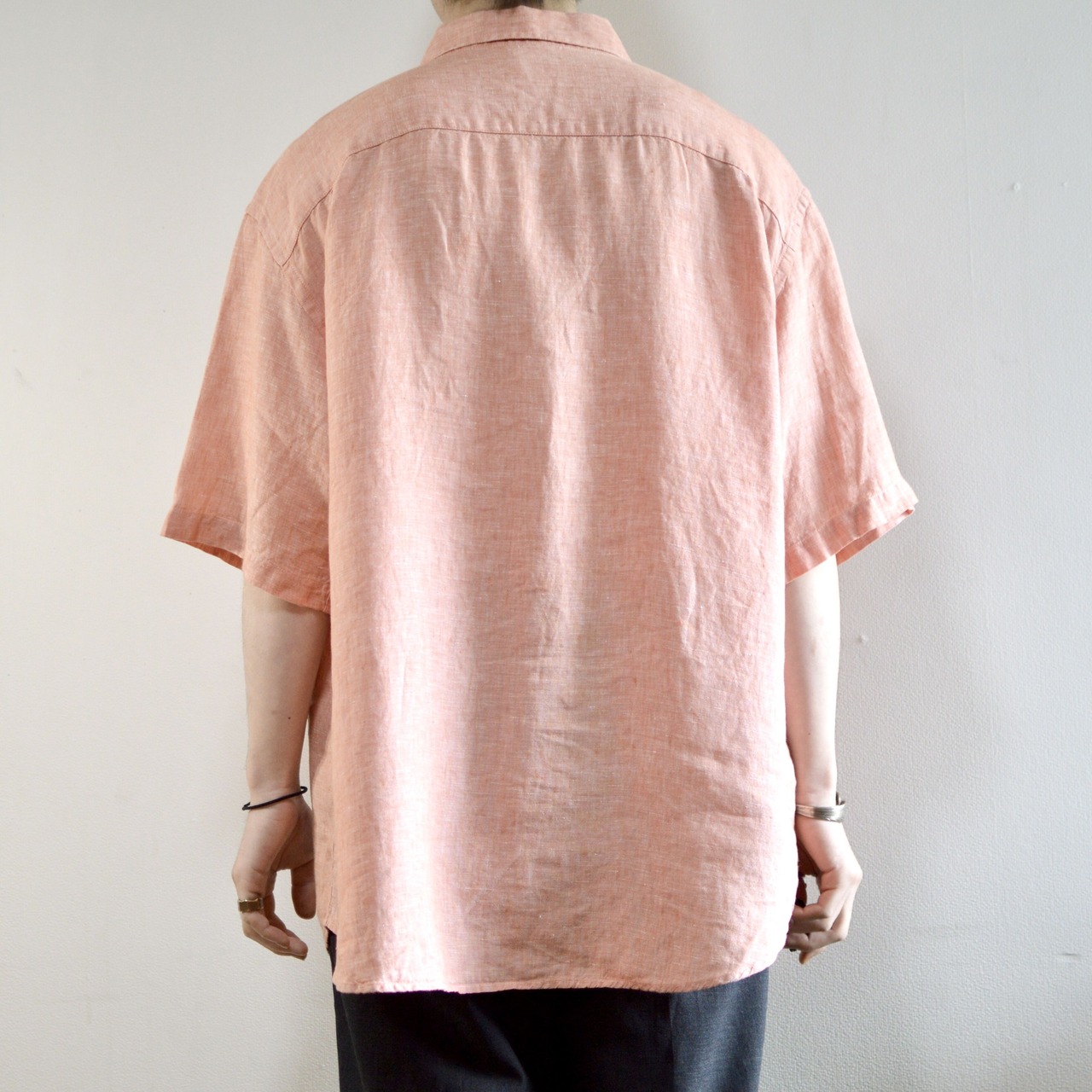 pink linen shirt