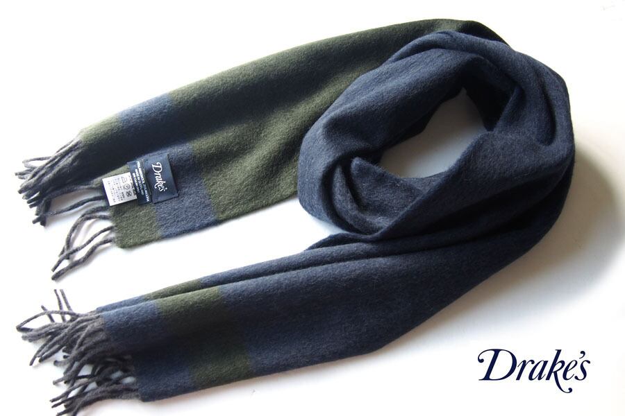 Drakes LONDON ドレイクス マフラー チェック柄 ラムウールアンゴラ  