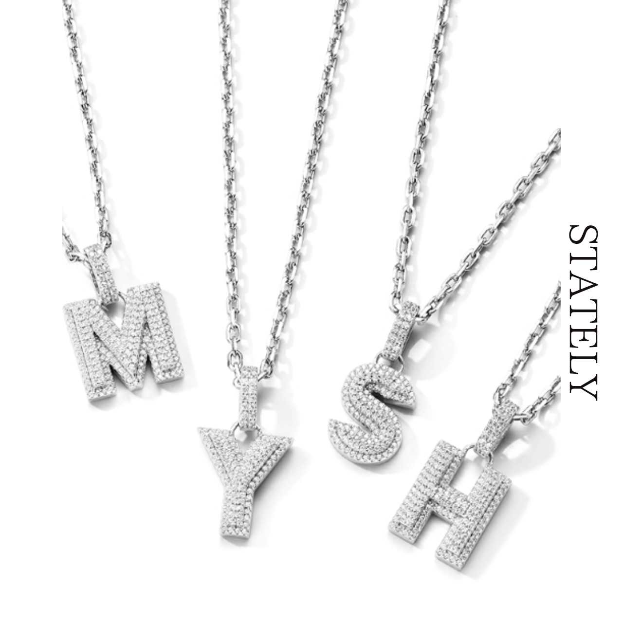 ストーンイニシャル ネックレス_A16・画像2