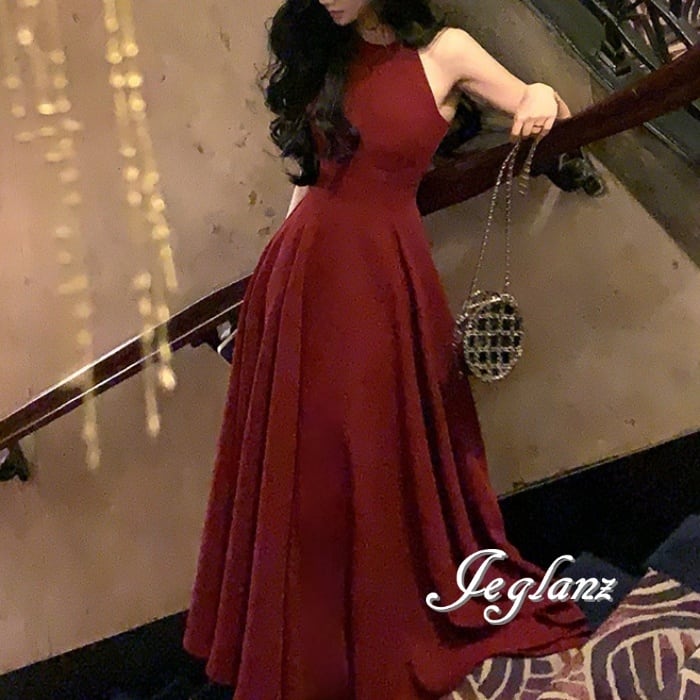 パーティ ドレス ロング丈 ワンピース アメリカンスリーブ Aライン (M6043)ζ