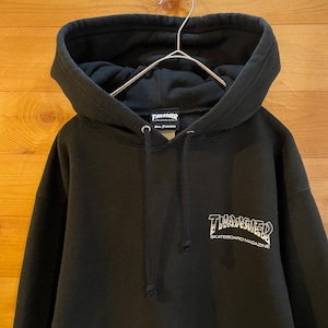 【THRASHER】ワンポイントロゴ パーカー プリント スウェット プルオーバー フーディー スラッシャー  L US古着