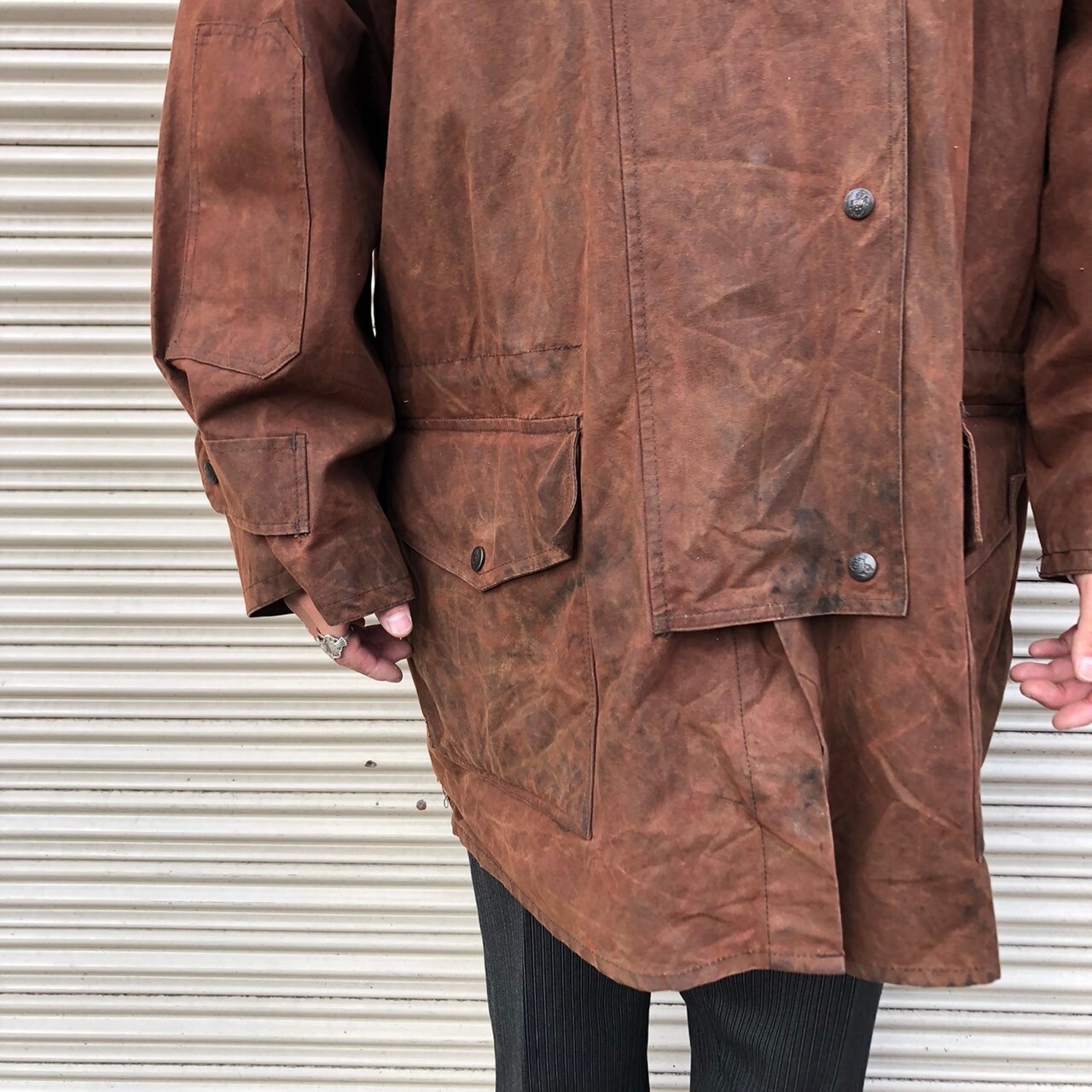 80s OUTBACK ヴィンテージ オイルド ジャケット コート ブラウン 