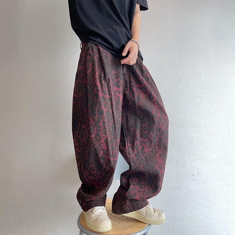 dannyandzeeレオパード柄カーブシルエットパンツ