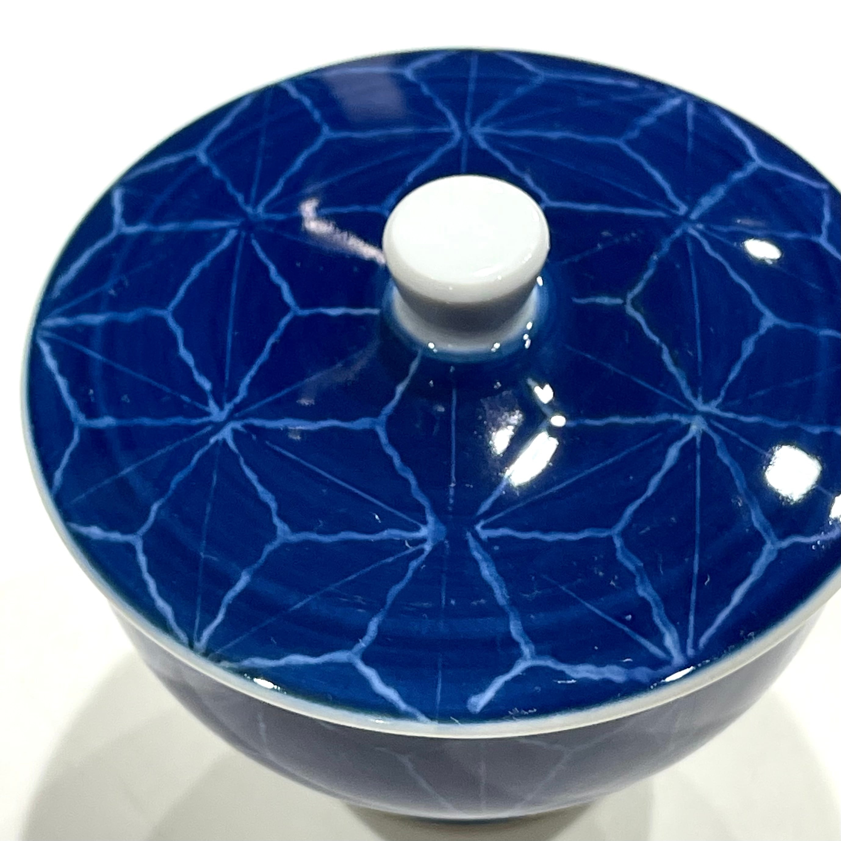 SALE】5個セット ルリ麻の葉 蓋付煎茶碗 (アウトレット) S32 | 24to3
